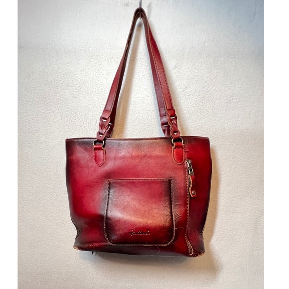 Montana‎ West Leather Tote Bag Burgundy Braided Fringe Zipper Top - Picture 2 of 16